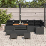 Garden Sofa Set with Cushion 10 pcs Black Poly rattan - Side View