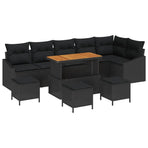 Garden Sofa Set 10 pcs Black Poly Rattan