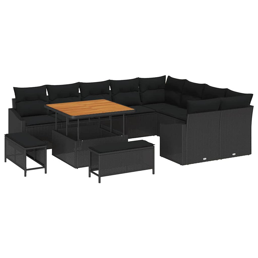 Garden Sofa Set 12 pcs Black Poly Rattan