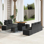 Garden Sofa Set 8 pcs Black Poly Rattan