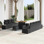 Garden Sofa Set 10 pcs Black Poly Rattan