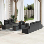 Garden Sofa Set 10 pcs Black Poly Rattan