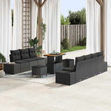 Garden Sofa Set with Cushion 10 pcs Black Poly Rattan