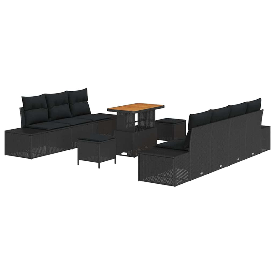 Garden Sofa Set 10 pcs Black Poly Rattan
