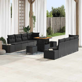 Garden Sofa Set with Cushion 11 pcs Black Poly Rattan