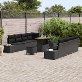 Garden Sofa Set with Cushion 11 pcs Black Poly Rattan - Side View