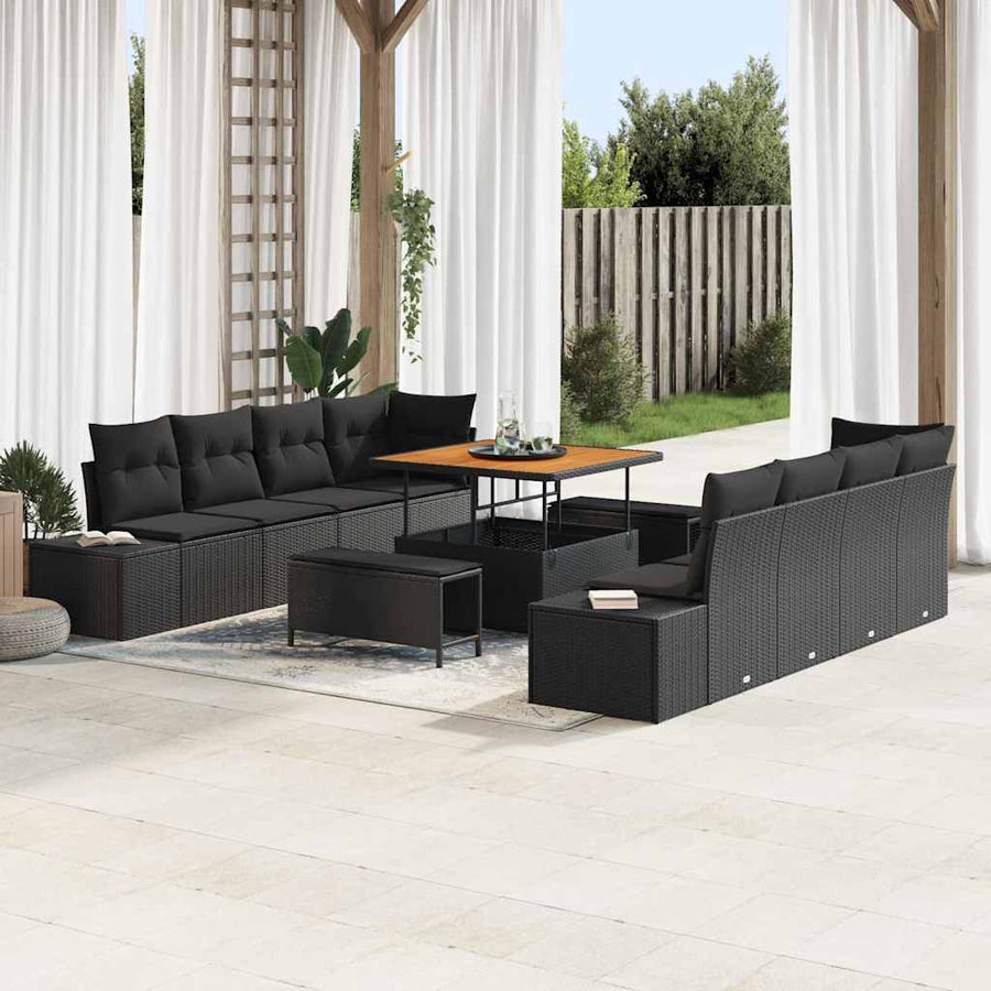 Garden Sofa Set 11 pcs Black Poly Rattan
