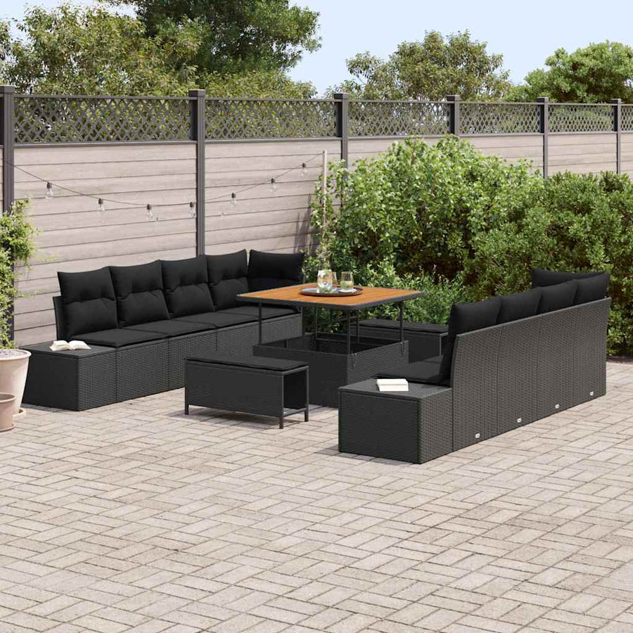 Garden Sofa Set 11 pcs Black Poly Rattan