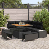 Garden Sofa Set with Cushion 8 pcs Black Poly Rattan