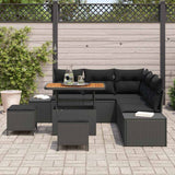 Garden Sofa Set with Cushion 8 pcs Black Poly Rattan