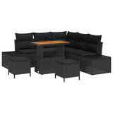 Garden Sofa Set with Cushion 8 pcs Black Poly Rattan