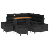 Garden Sofa Set with Cushion 9 pcs Black Poly Rattan