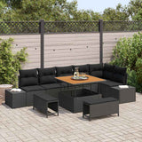 Garden Sofa Set 9 pcs Black Poly Rattan