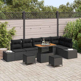 Garden Sofa Set with Cushion 9 pcs Black Poly rattan
