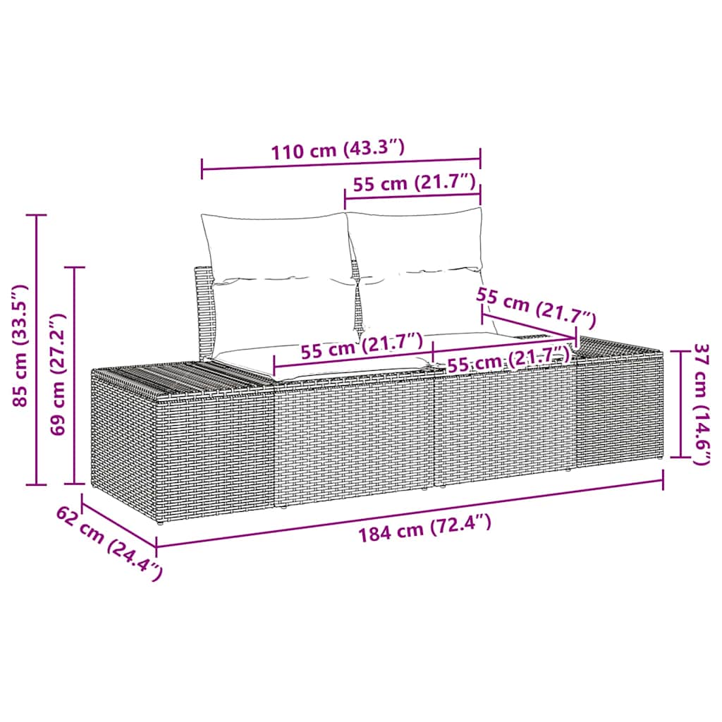Garden Sofa Set 10 pcs Black Poly Rattan