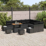 Garden Sofa Set with Cushion 12 pcs Black Poly Rattan
