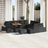 Garden Sofa Set with Cushion 13 pcs Black Poly Rattan