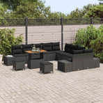 Garden Sofa Set 13 pcs Black Poly Rattan