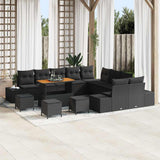 Garden Sofa Set with Cushion 14 pcs Black Poly Rattan