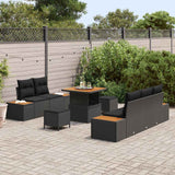 Garden Sofa Set with Cushion 8 pcs Black Poly rattan - Side View