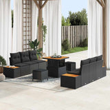Garden Sofa Set with Cushion 9 pcs Black Poly rattan