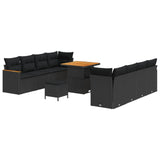 Garden Sofa Set 11 pcs Black Poly Rattan
