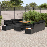 Garden Sofa Set 11 pcs Black Poly Rattan - Side View