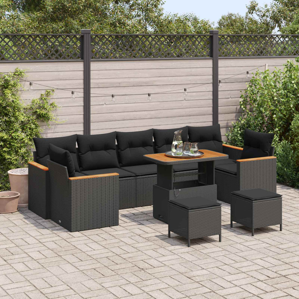 Garden Sofa Set 10 pcs Black Poly Rattan