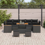 Garden Sofa Set Black Poly Rattan