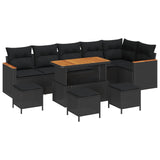 Garden Sofa Set 10 pcs Black Poly Rattan