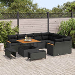 Garden Sofa Set 12 pcs Black Poly Rattan
