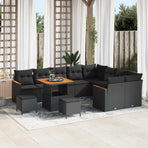 Garden Sofa Set 12 pcs Black Poly Rattan
