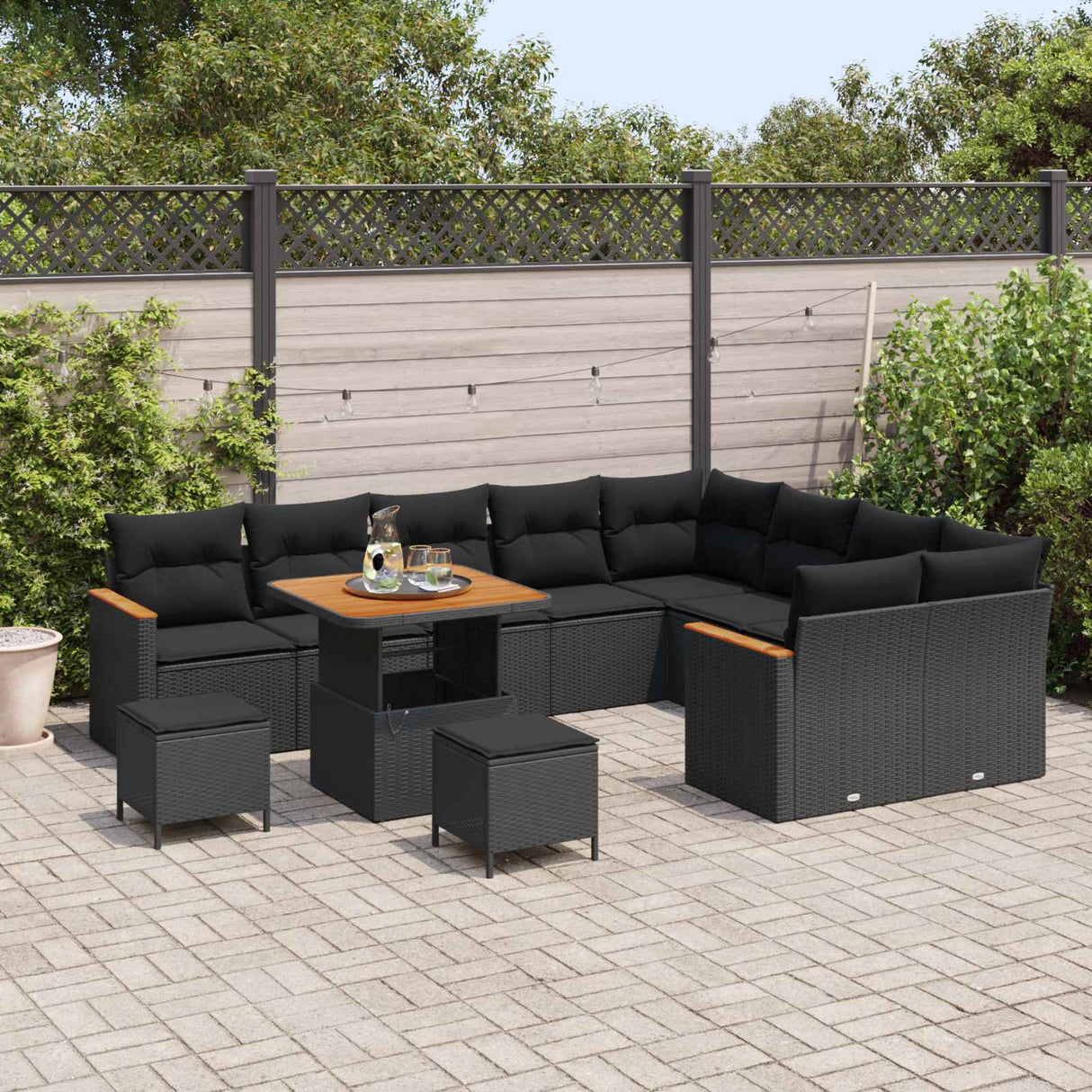 Garden Sofa Set 12 pcs Black Poly Rattan