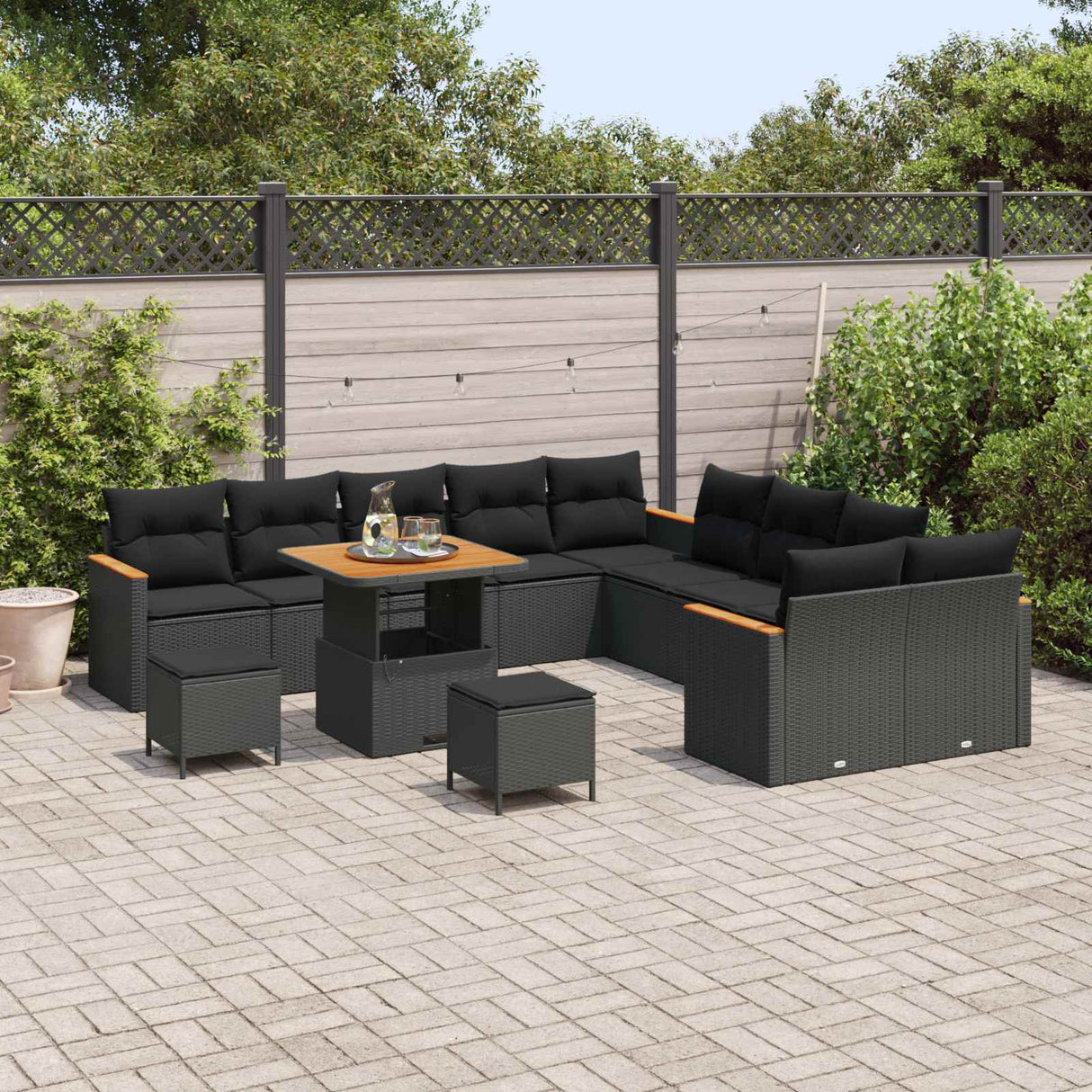 Garden Sofa Set 13 pcs Black Poly Rattan