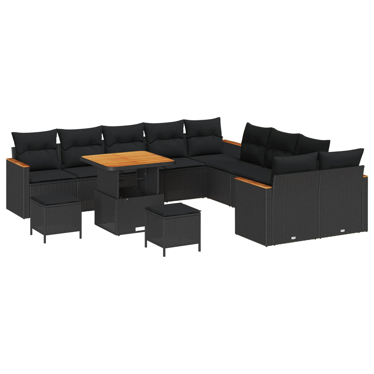 Garden Sofa Set 13 pcs Black Poly Rattan
