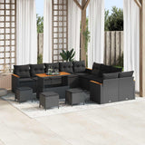 Garden Sofa Set 14 pcs Black Poly Rattan