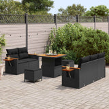 Garden Sofa Set 8 pcs Black Poly Rattan - Side View