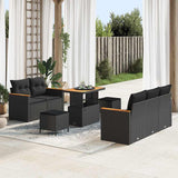 Garden Sofa Set with Cushion 8 pcs Black Poly rattan
