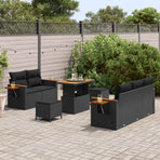 Garden Sofa Set 8 pcs Black Poly Rattan