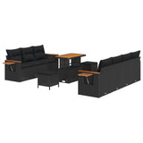 Garden Sofa Set 10 pcs Black Poly Rattan
