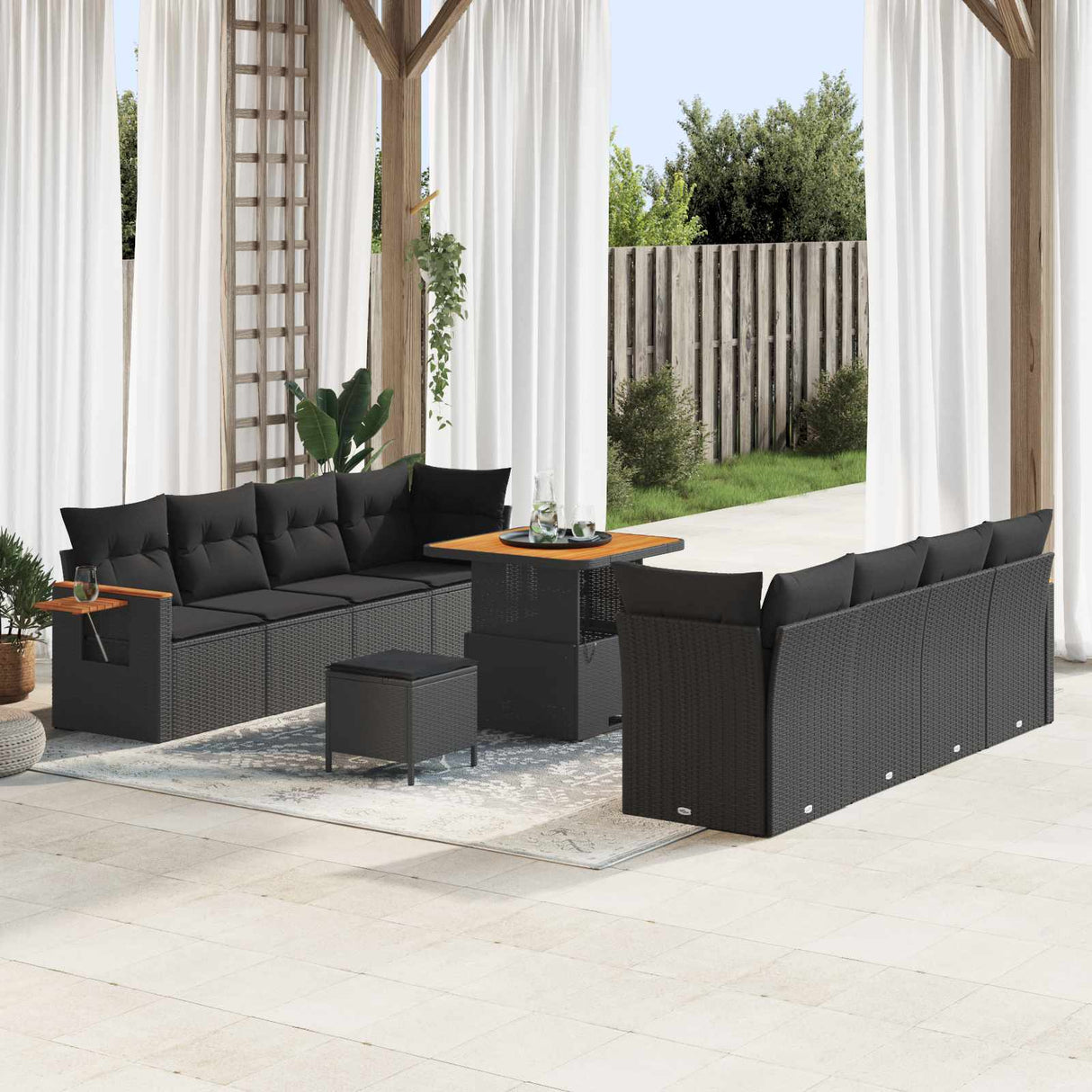 Garden Sofa Set 11 pcs Black Poly Rattan