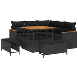 Garden Sofa Set 8 pcs Black Poly Rattan - Front View