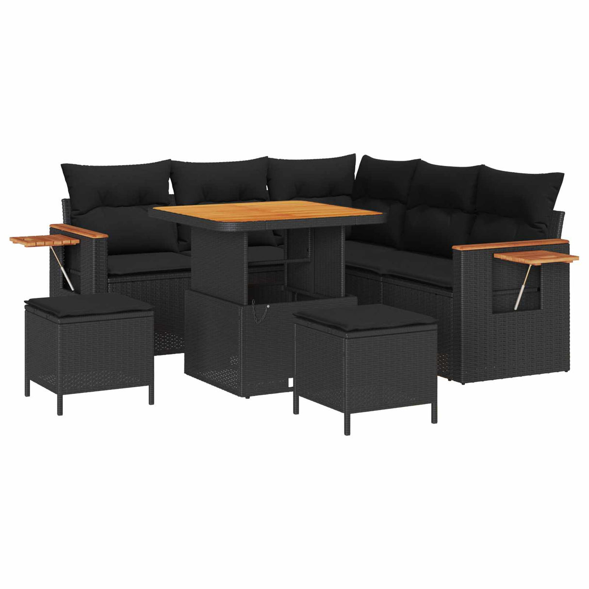 Garden Sofa Set 8 pcs Black Poly Rattan