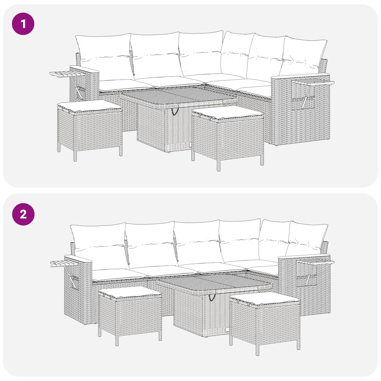 Garden Sofa Set 8 pcs Black Poly Rattan