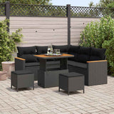 Garden Sofa Set with Cushion 8 pcs Black Poly rattan