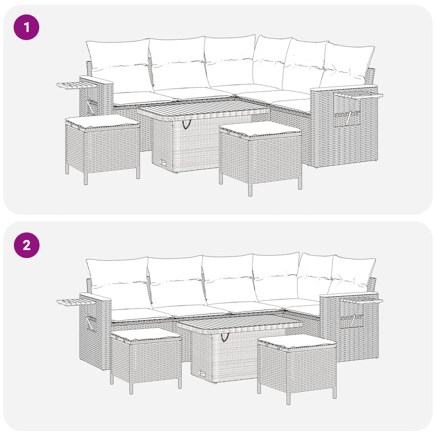 Garden Sofa Set 8 pcs Black Poly Rattan