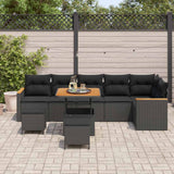 Garden Sofa Set with Cushion 9 pcs Black Poly rattan - Side View
