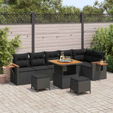 Garden Sofa Set 9 pcs Black Poly Rattan