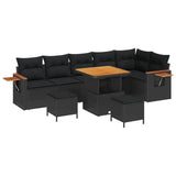 Garden Sofa Set 9 pcs Black Poly Rattan