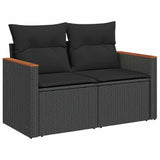 Garden Sofa Set with Cushion 9 pcs Black Poly rattan - Rear View